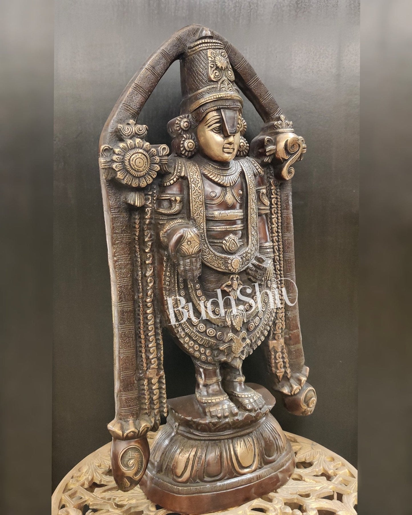 Tirupati Balaji Brass statue 22 inch | Handcrafted in India Brown finish