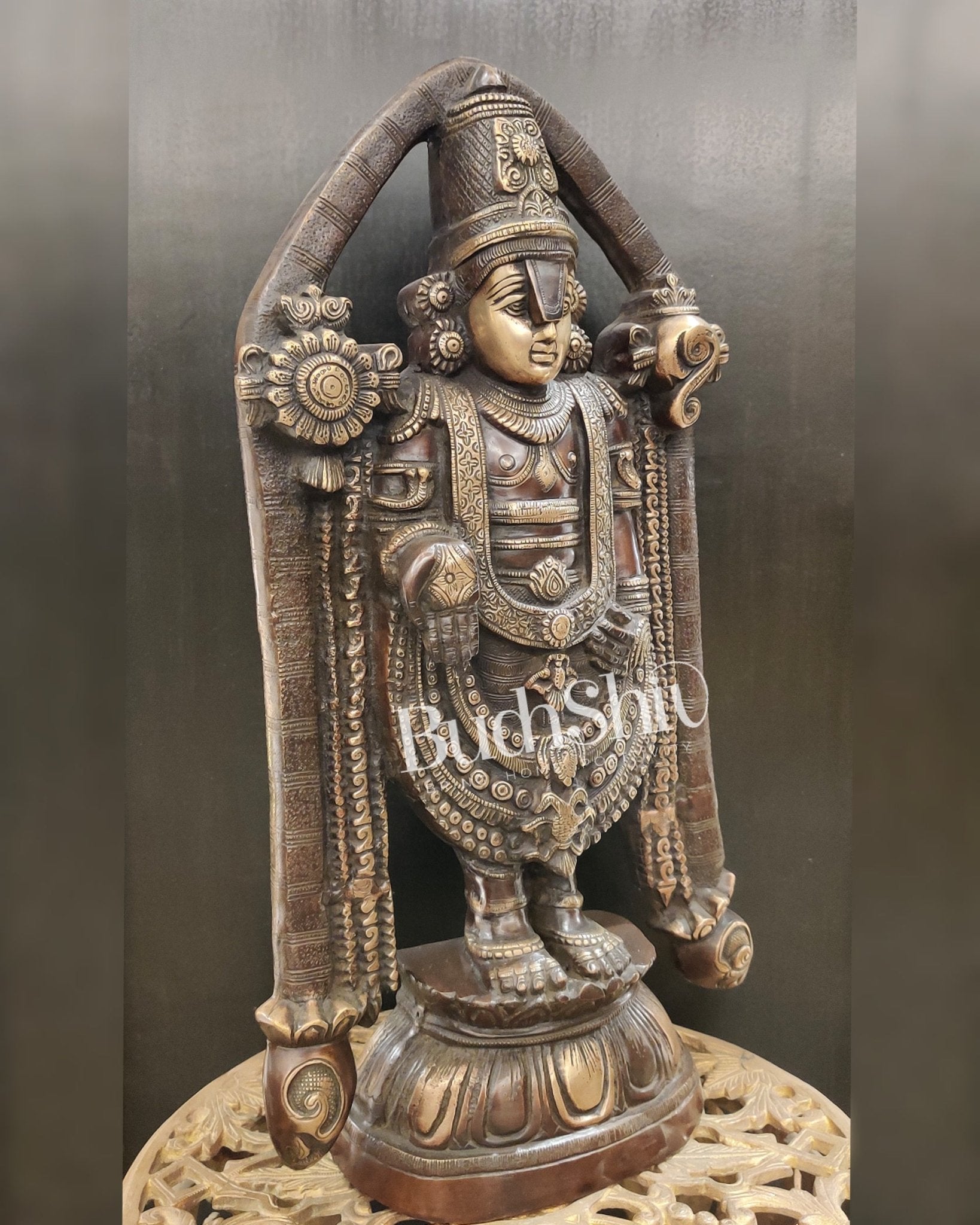 Tirupati Balaji Brass statue 22 inch | Handcrafted in India Brown finish