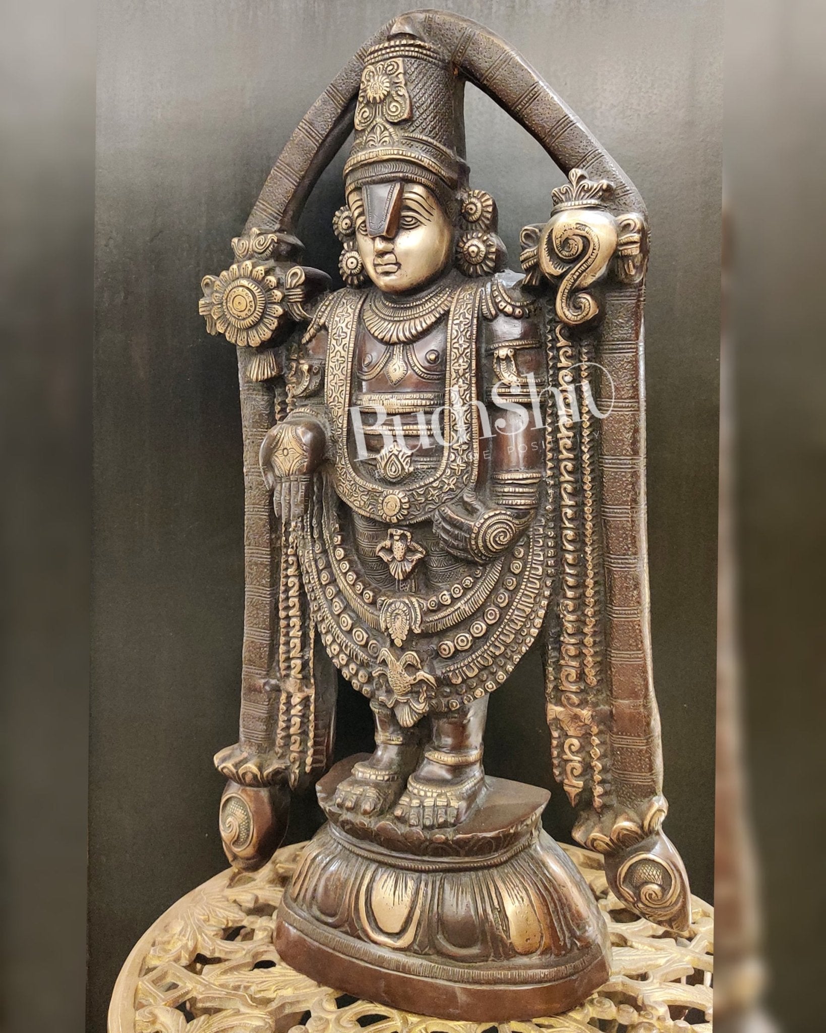 Tirupati Balaji Brass statue 22 inch | Handcrafted in India Brown finish