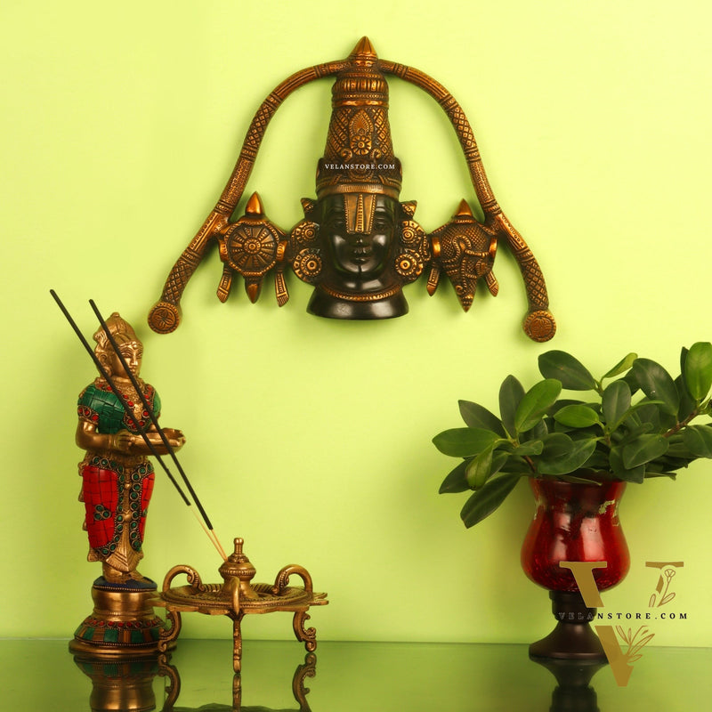 Tirupati Balaji Brass Wall Hanging | Lord Venkateshwara Perumal | Handcrafted Marvel | 8.5x11.5x2 inch