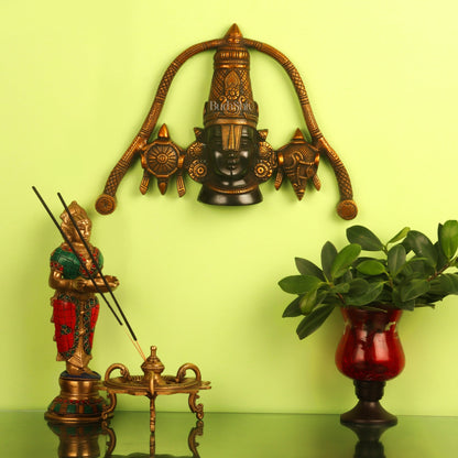 Tirupati Balaji Brass Wall Hanging | Lord Venkateshwara Perumal | Handcrafted Marvel | 8.5x11.5x2 inch
