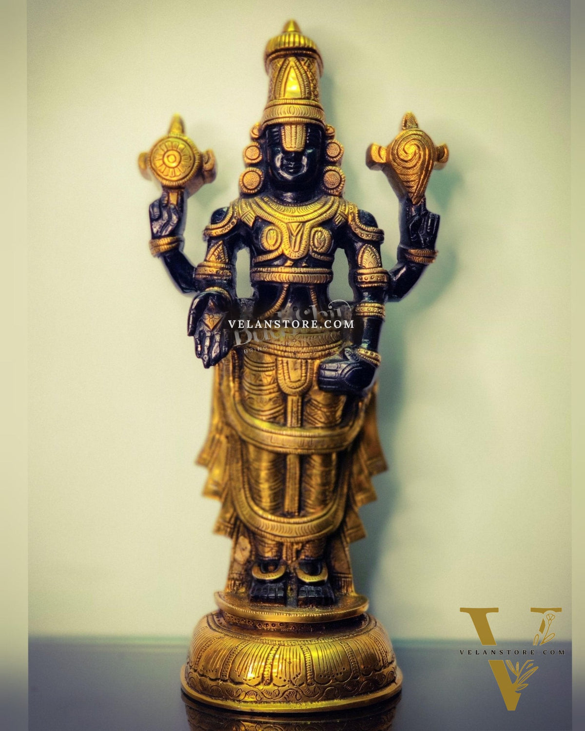 Tirupati Balaji lord Venkateshwara Brass Statue 16 inches black and gold