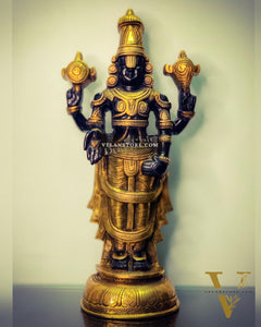 Tirupati Balaji lord Venkateshwara Brass Statue 16 inches black and gold