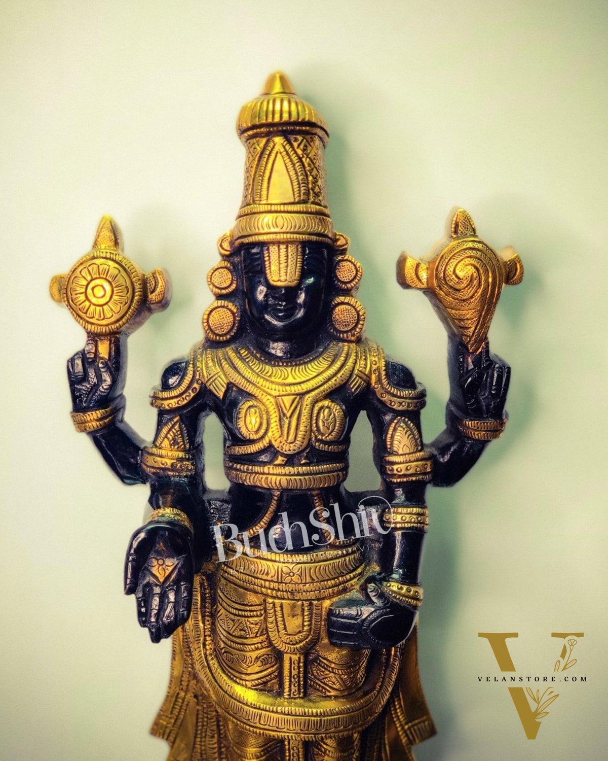 Tirupati Balaji lord Venkateshwara Brass Statue 16 inches black and gold
