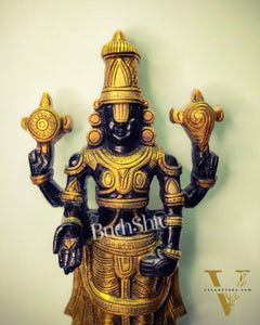 Tirupati Balaji lord Venkateshwara Brass Statue 16 inches black and gold