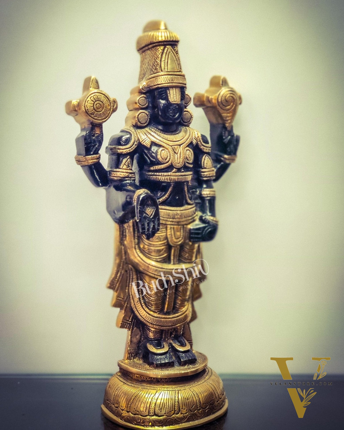 Tirupati Balaji lord Venkateshwara Brass Statue 16 inches black and gold