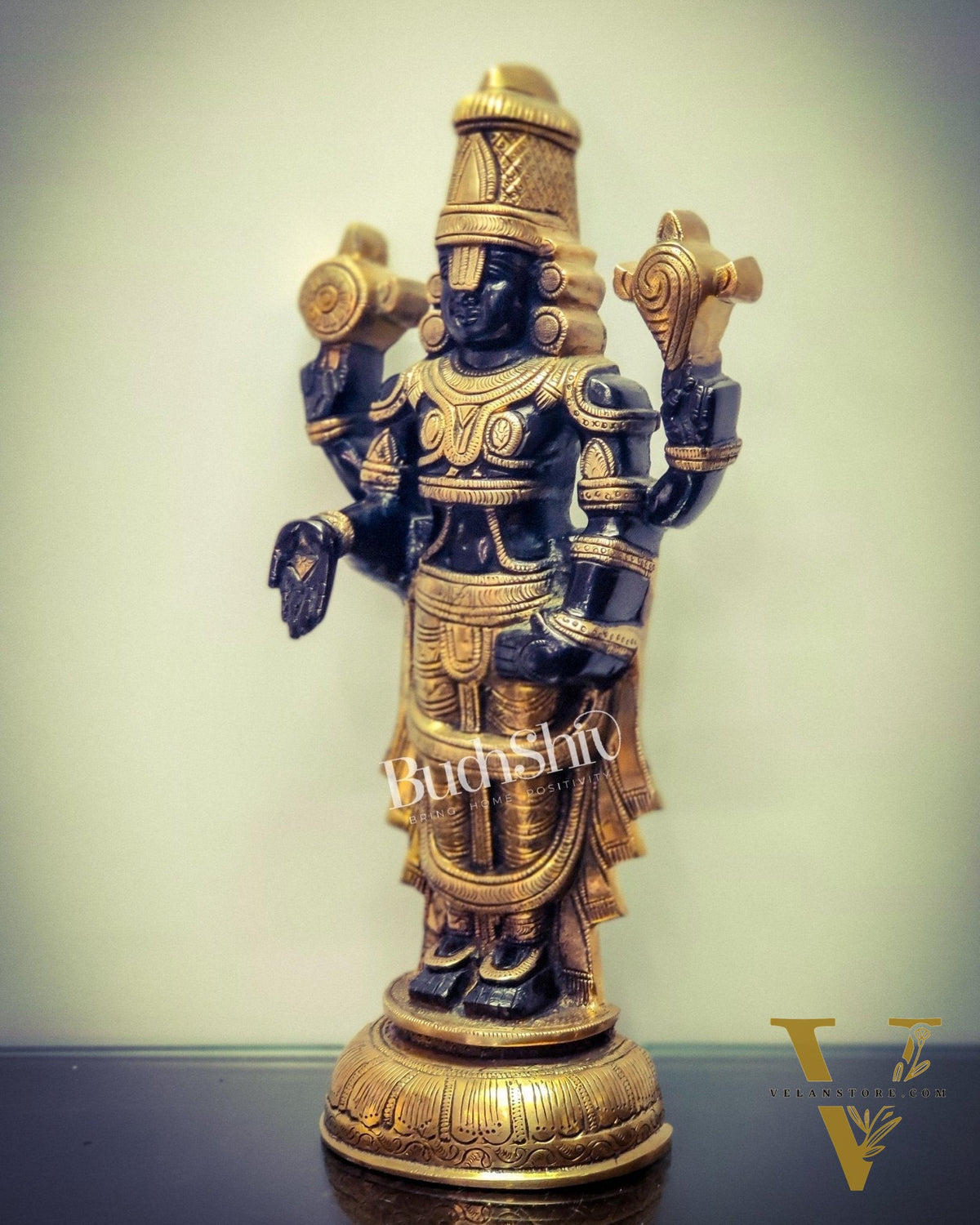 Tirupati Balaji lord Venkateshwara Brass Statue 16 inches black and gold