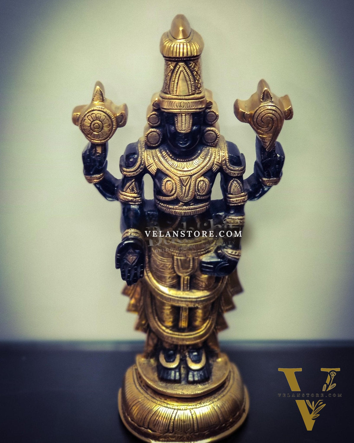 Tirupati Balaji lord Venkateshwara Brass Statue 16 inches black and gold