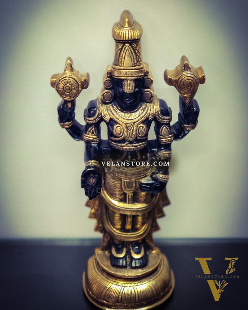 Tirupati Balaji lord Venkateshwara Brass Statue 16 inches black and gold