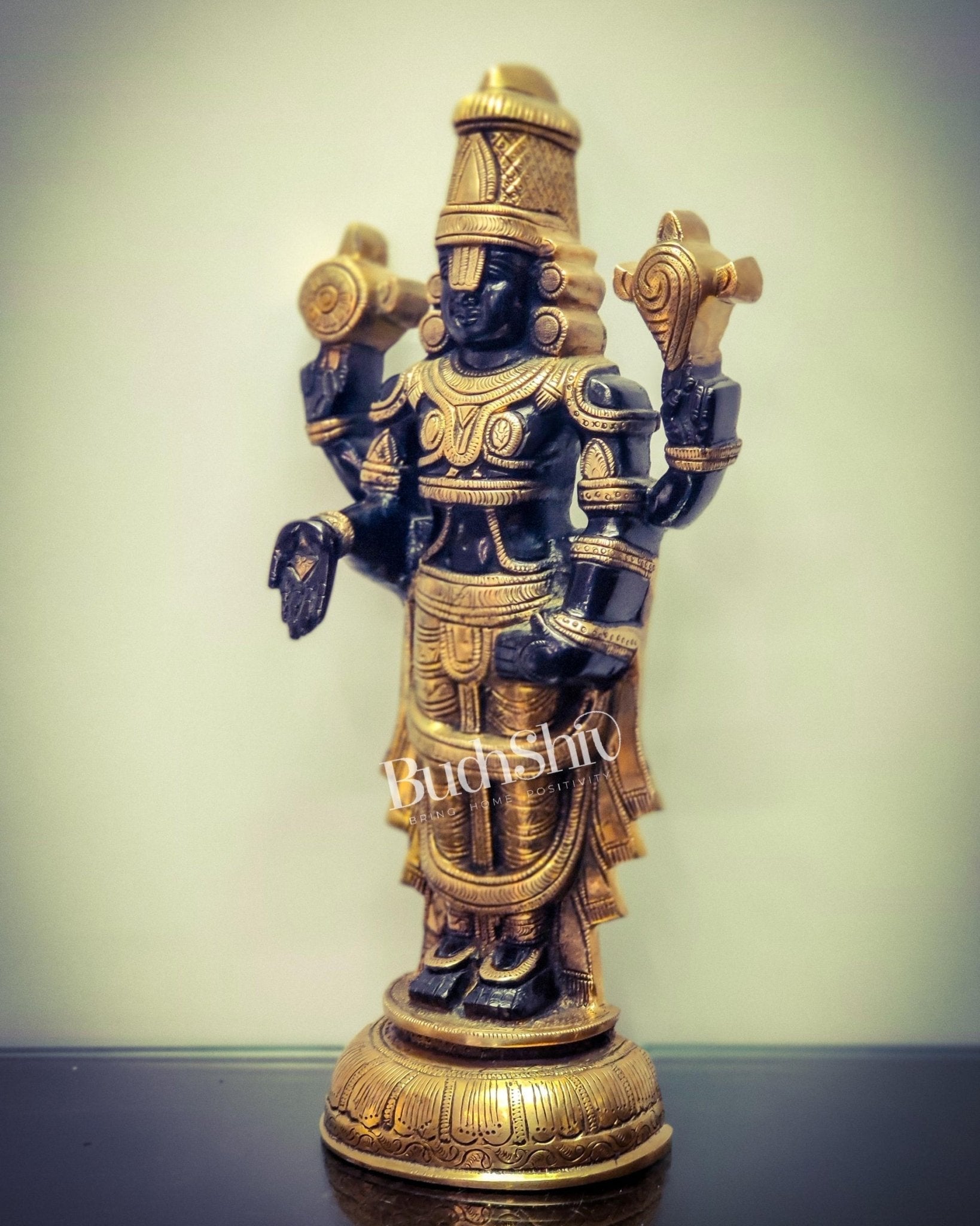 Tirupati Balaji lord Venkateshwara Brass Statue 16 inches black and gold