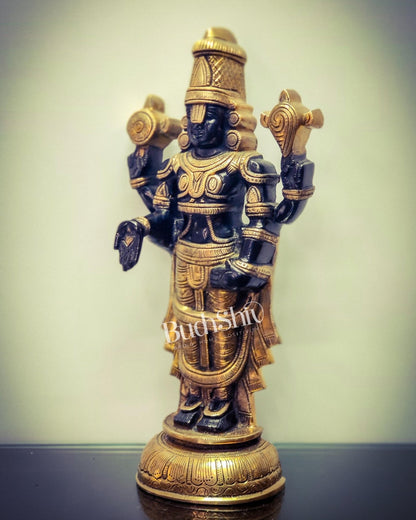 Tirupati Balaji lord Venkateshwara Brass Statue 16 inches black and gold