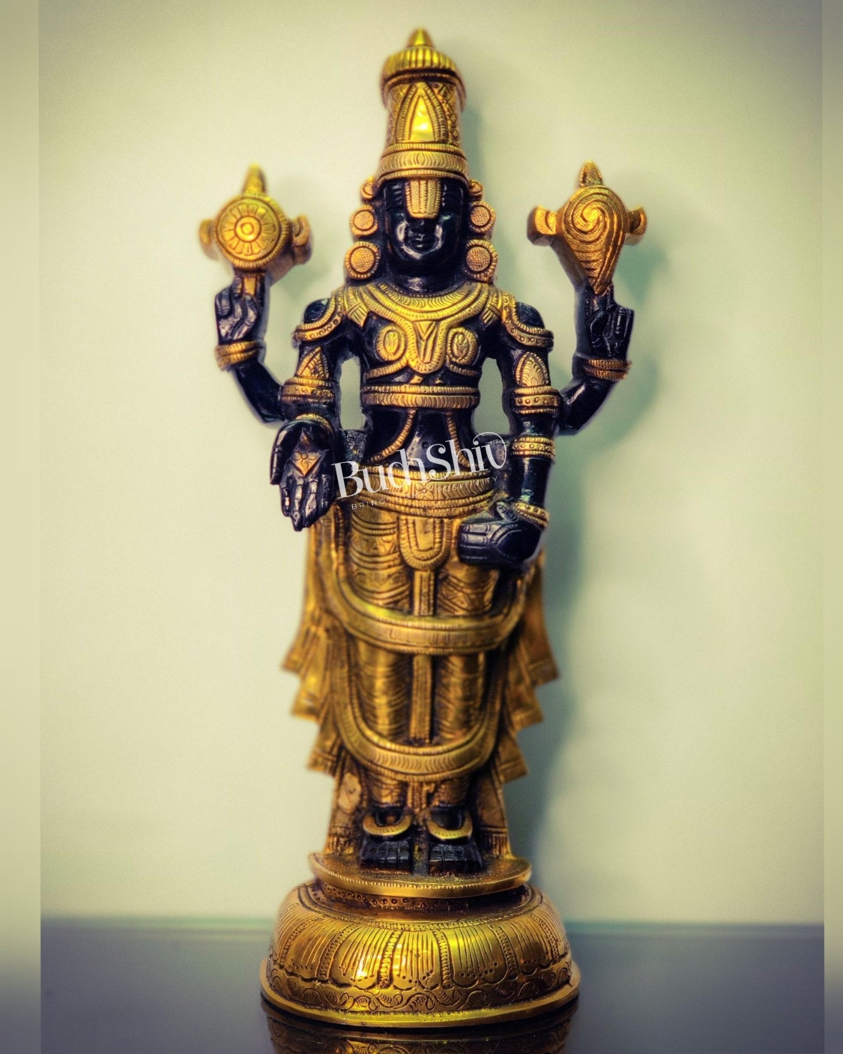 Tirupati Balaji lord Venkateshwara Brass Statue 16 inches black and gold