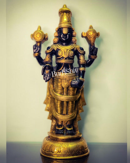 Tirupati Balaji lord Venkateshwara Brass Statue 16 inches black and gold