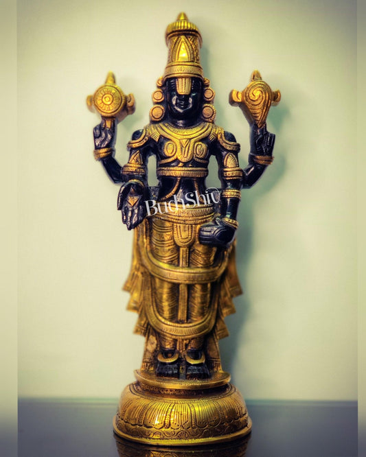 Tirupati Balaji lord Venkateshwara Brass Statue 16 inches black and gold