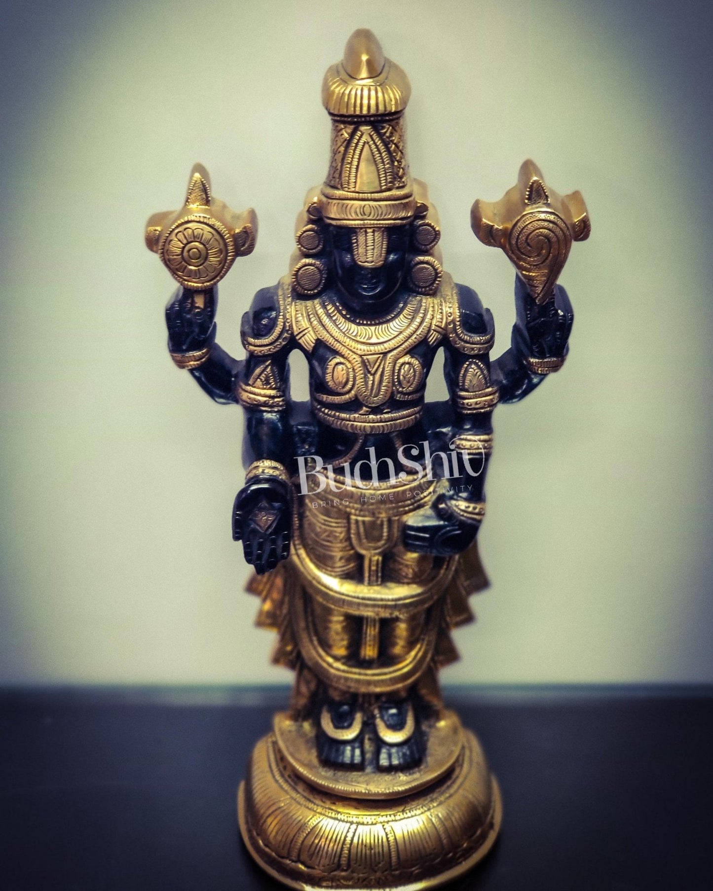Tirupati Balaji lord Venkateshwara Brass Statue 16 inches black and gold