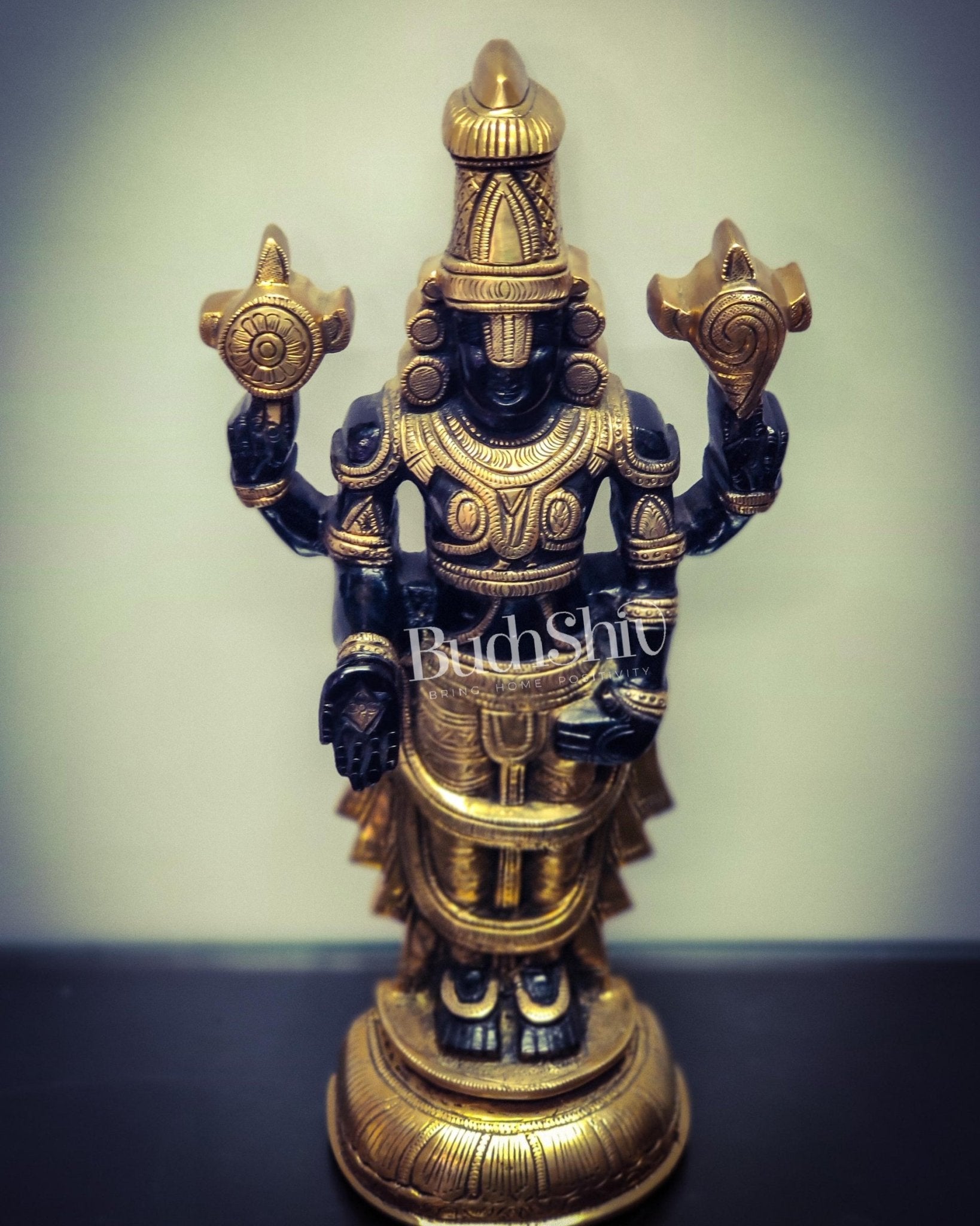 Tirupati Balaji lord Venkateshwara Brass Statue 16 inches black and gold