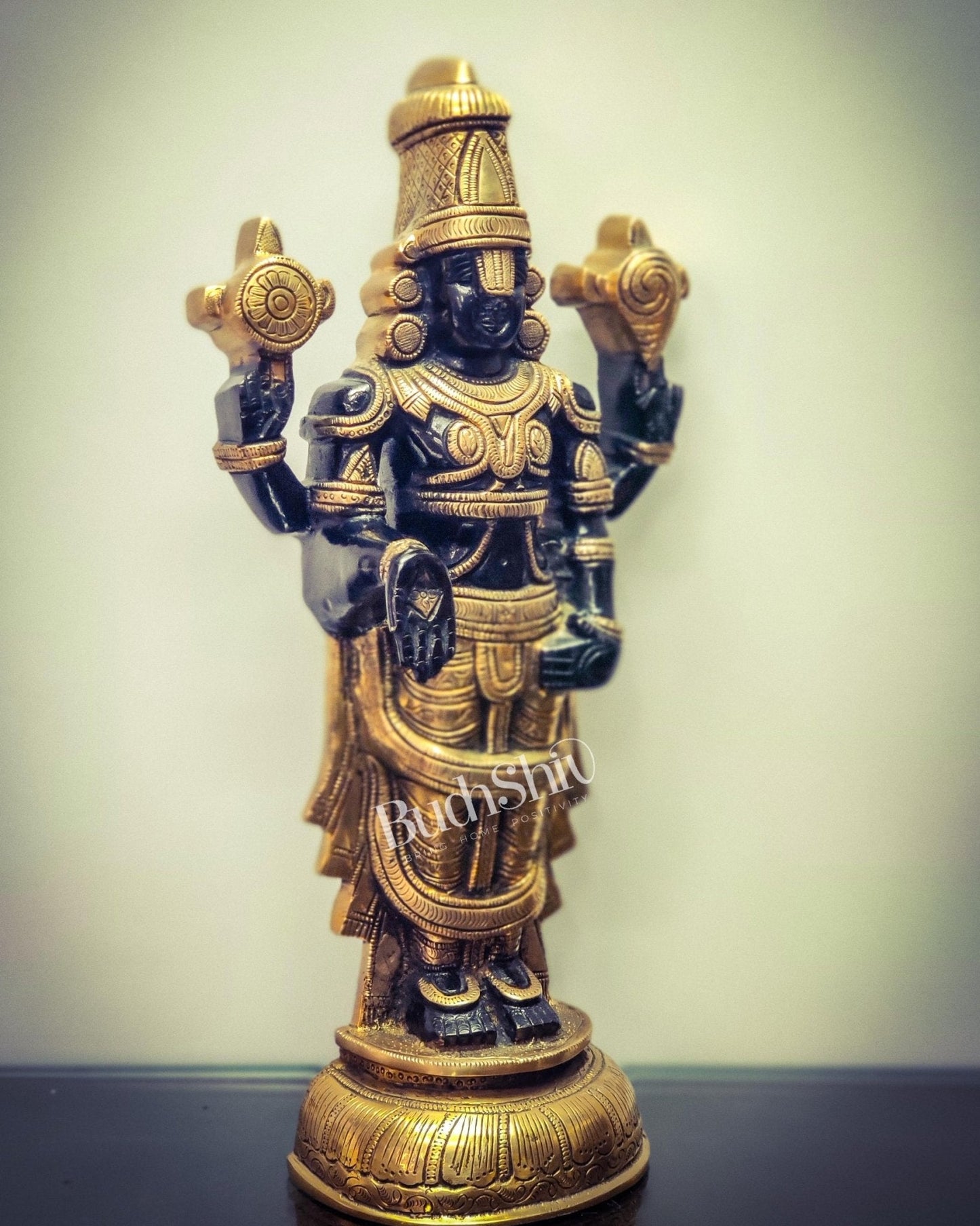 Tirupati Balaji lord Venkateshwara Brass Statue 16 inches black and gold