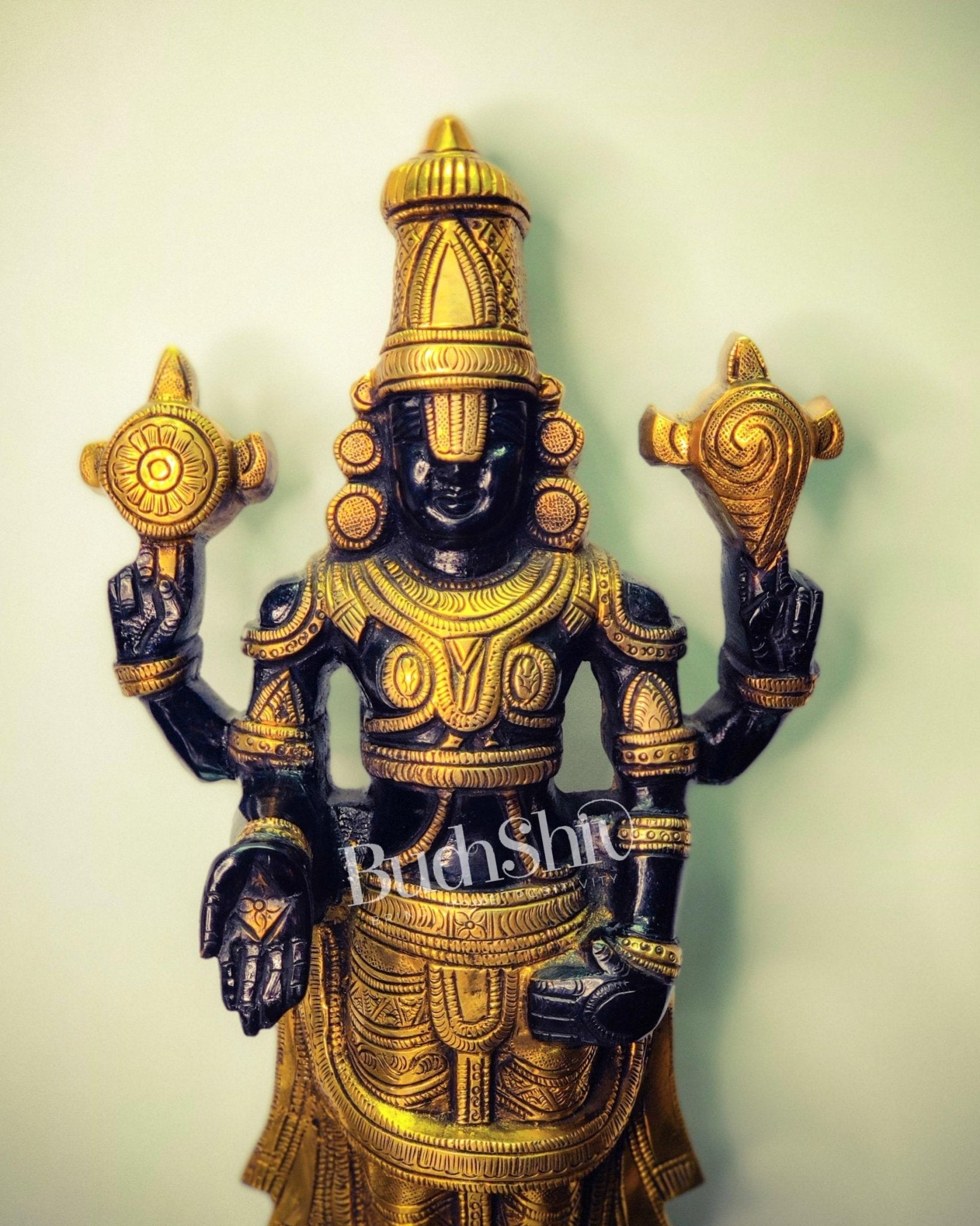 Tirupati Balaji lord Venkateshwara Brass Statue 16 inches black and gold