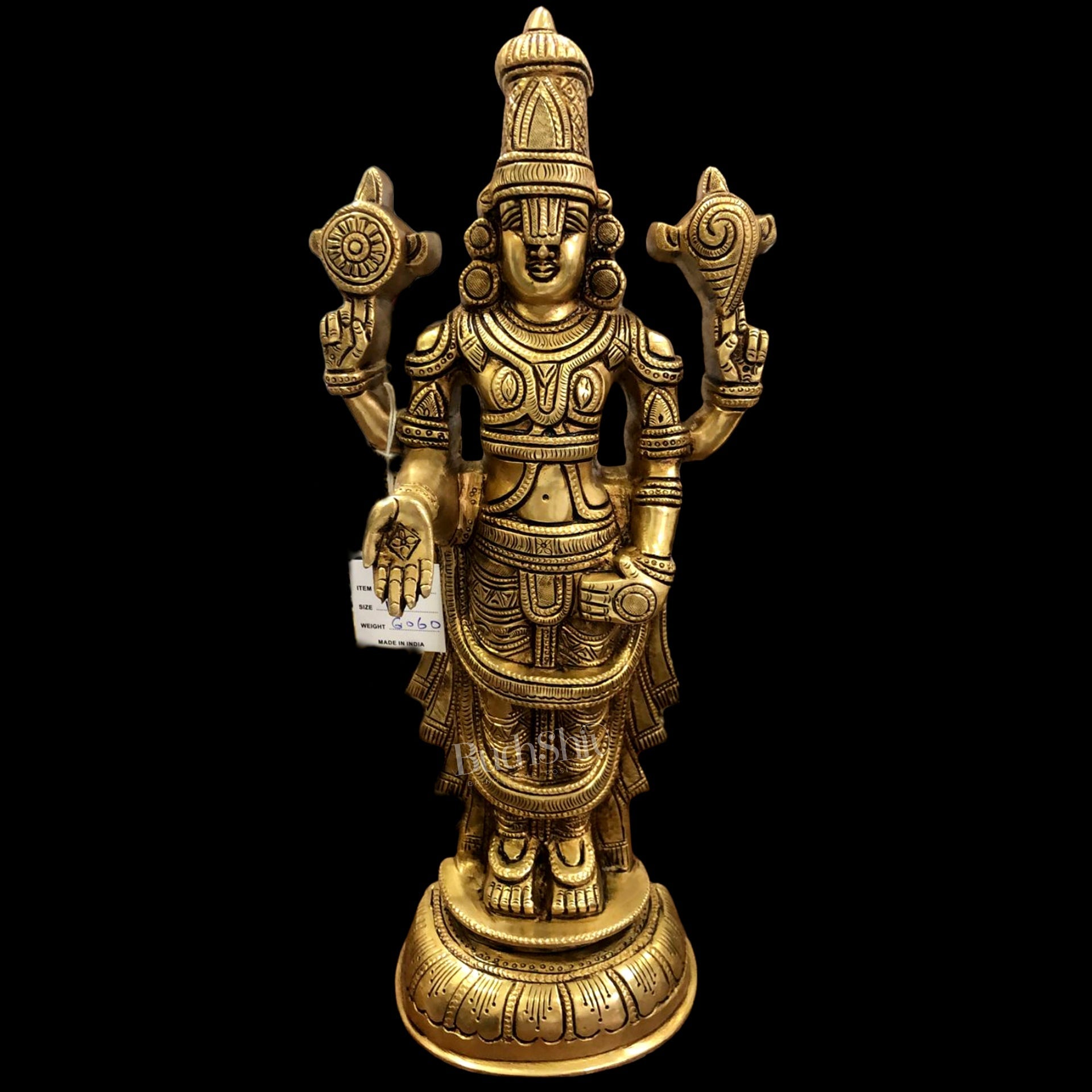 Tirupati Balaji lord Venkateshwara Brass Statue 16 inches gold