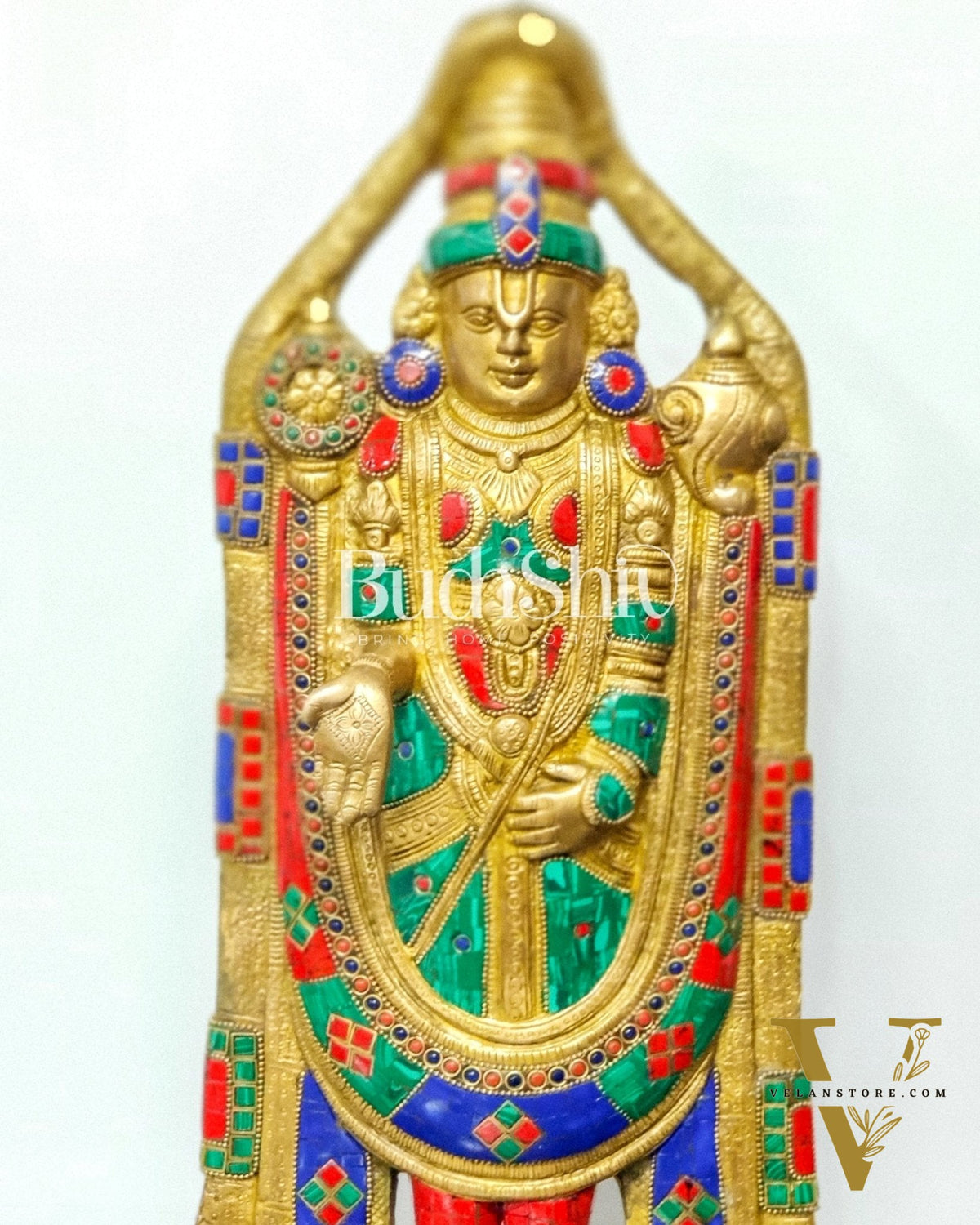 Tirupati Balaji Statue in Superfine Brass 18" with stonework