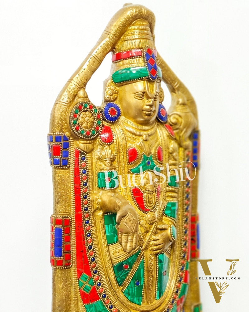 Tirupati Balaji Statue in Superfine Brass 18" with stonework