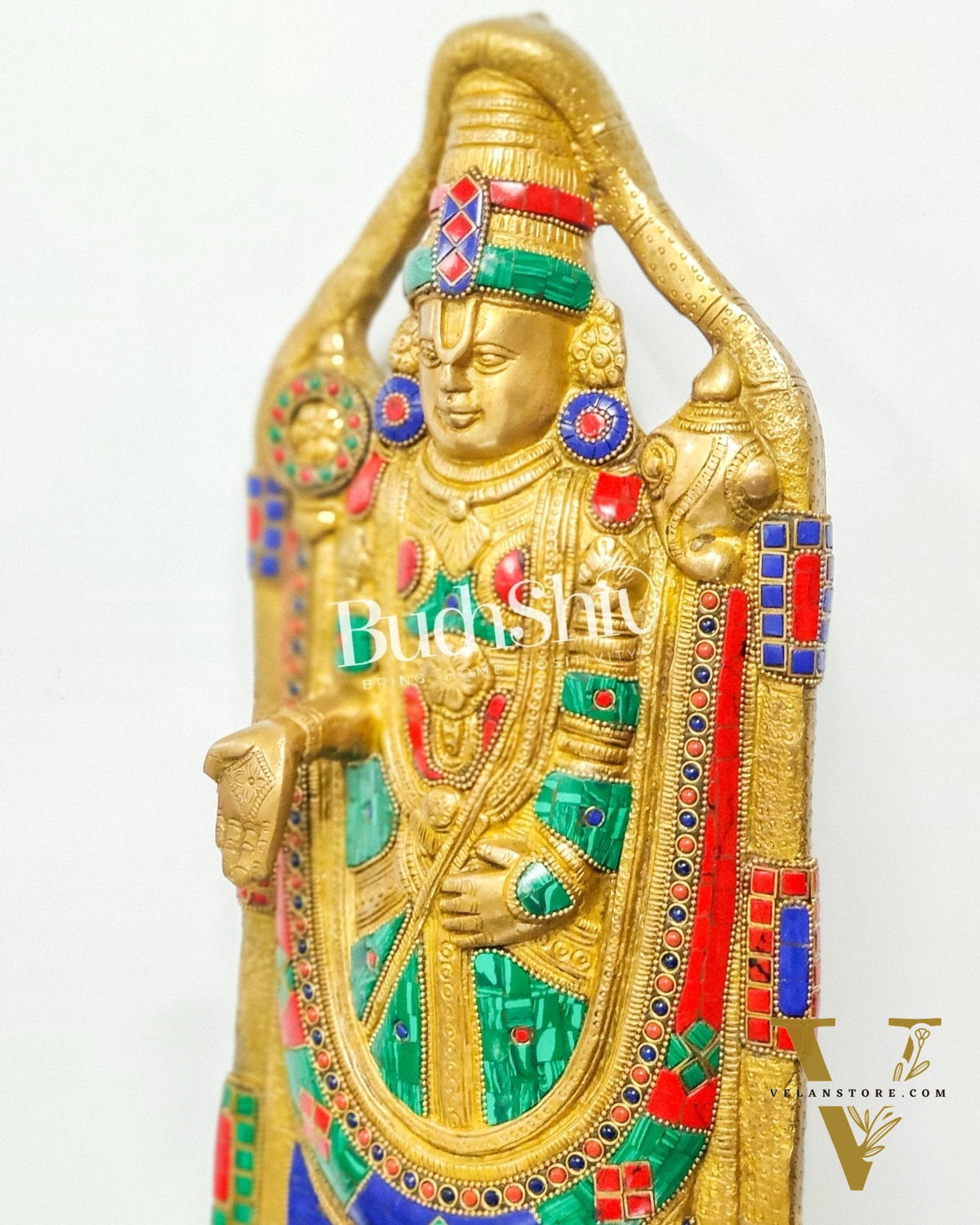 Tirupati Balaji Statue in Superfine Brass 18" with stonework