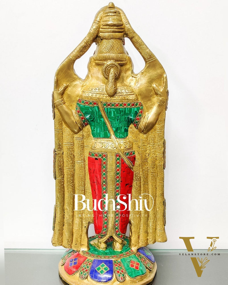 Tirupati Balaji Statue in Superfine Brass 18" with stonework