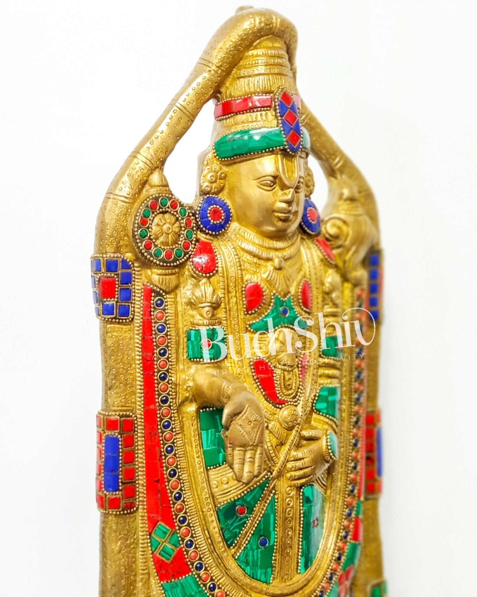 Tirupati Balaji Statue in Superfine Brass 18" with stonework