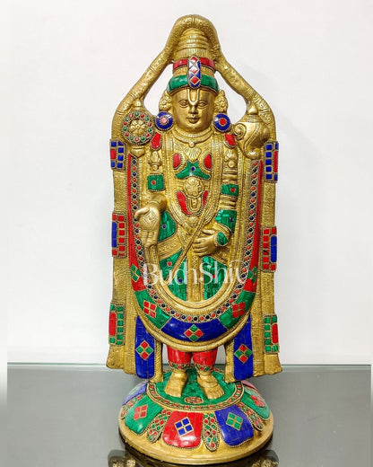 Tirupati Balaji Statue in Superfine Brass 18" with stonework