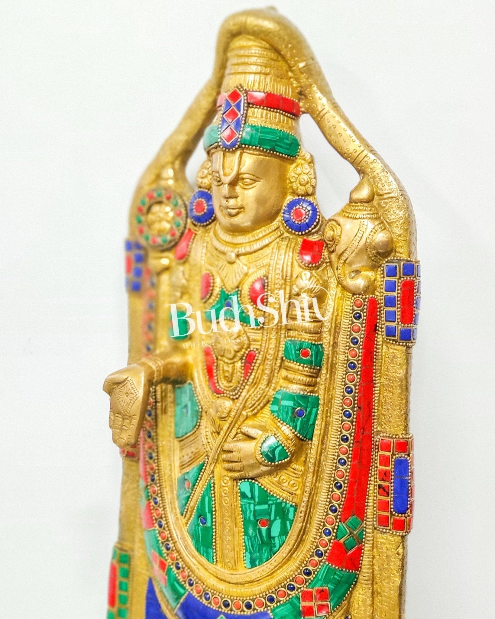 Tirupati Balaji Statue in Superfine Brass 18" with stonework