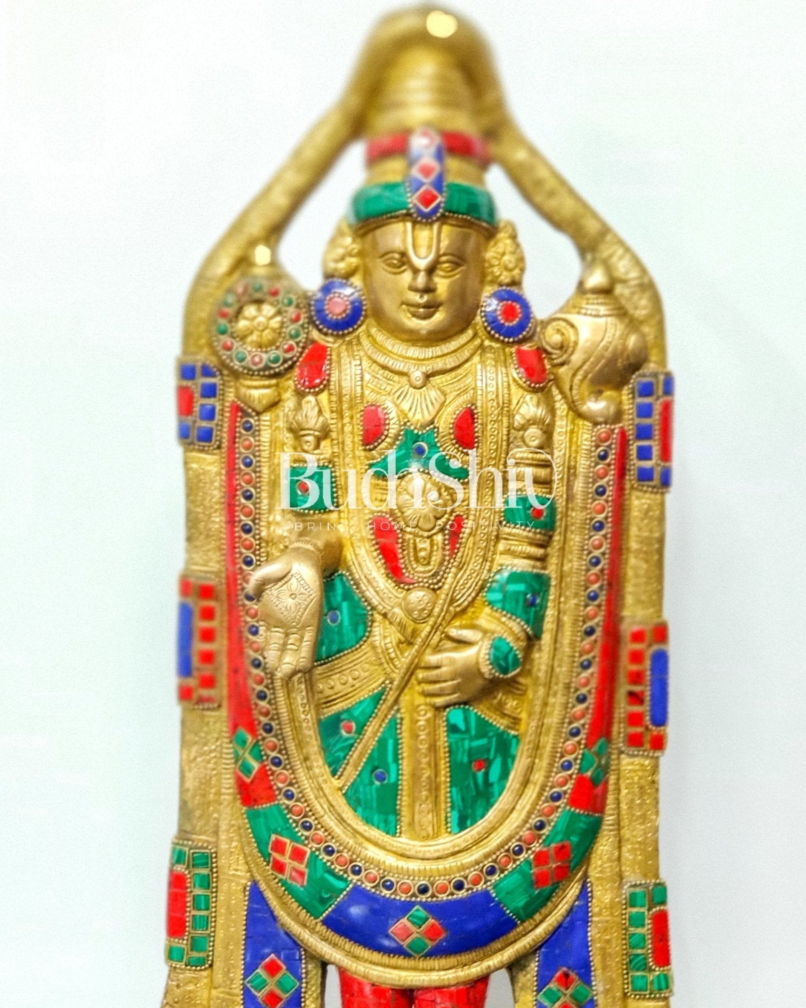 Tirupati Balaji Statue in Superfine Brass 18" with stonework