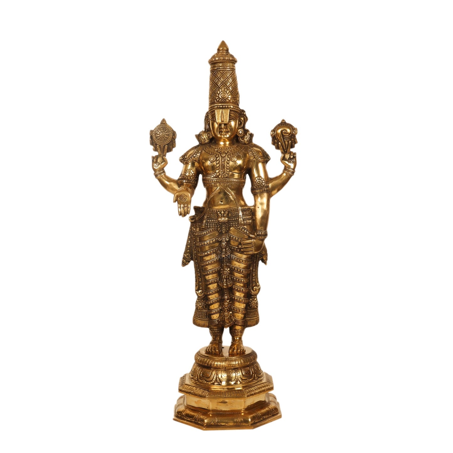 Pure Brass Tirupati Balaji Idol | Lord Venkateshwara | 33.5 Inch Height, 13.5 Inch Width, 7.5 Inch Depth