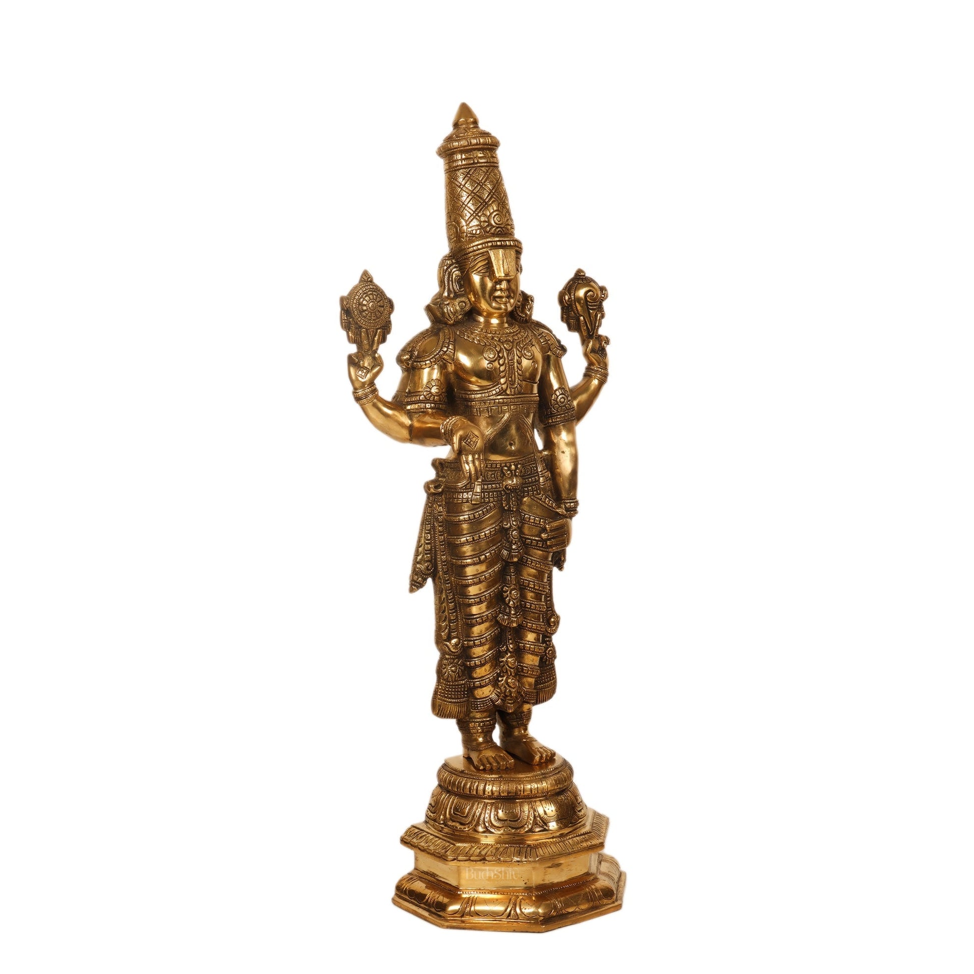 Pure Brass Tirupati Balaji Idol | Lord Venkateshwara | 33.5 Inch Height, 13.5 Inch Width, 7.5 Inch Depth