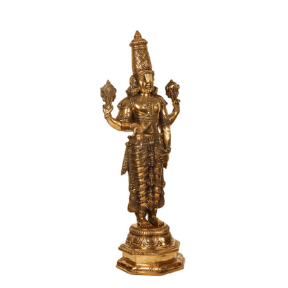 Pure Brass Tirupati Balaji Idol | Lord Venkateshwara | 33.5 Inch Height, 13.5 Inch Width, 7.5 Inch Depth