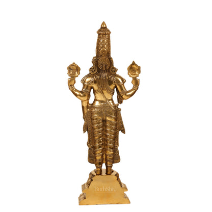 Pure Brass Tirupati Balaji Idol | Lord Venkateshwara | 33.5 Inch Height, 13.5 Inch Width, 7.5 Inch Depth