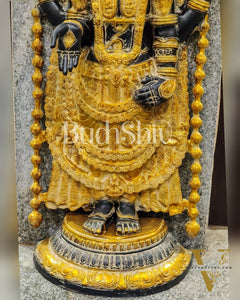 Tirupati Balaji Venkateshwar Brass Statue/Idol 40 inches Black Stone and Turmeric Yellow finish