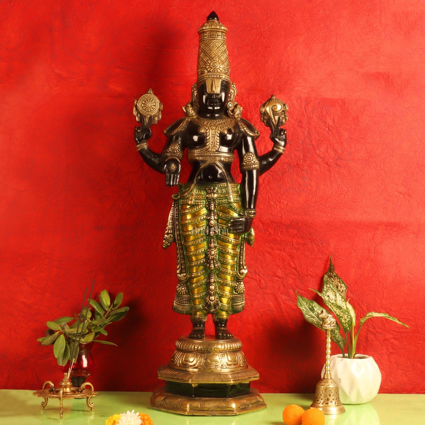 Pure Brass Tirupati Balaji Idol | Lord Venkateshwara | 33.5 Inch
