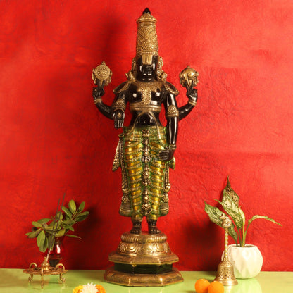 Pure Brass Tirupati Balaji Idol | Lord Venkateshwara | 33.5 Inch