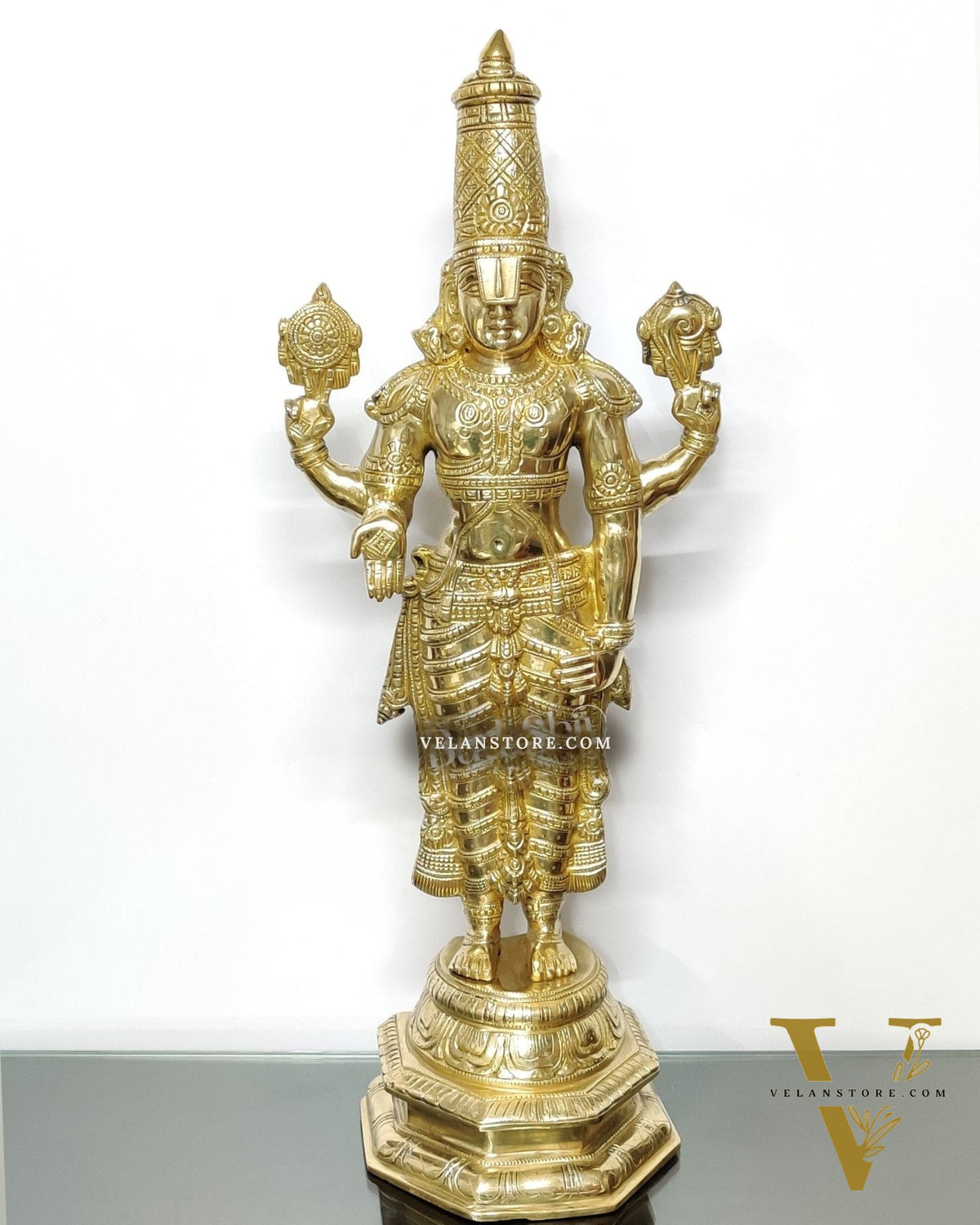 Tirupati Balaji Venkateshwar Polished Brass Statue/Idol 33 inches