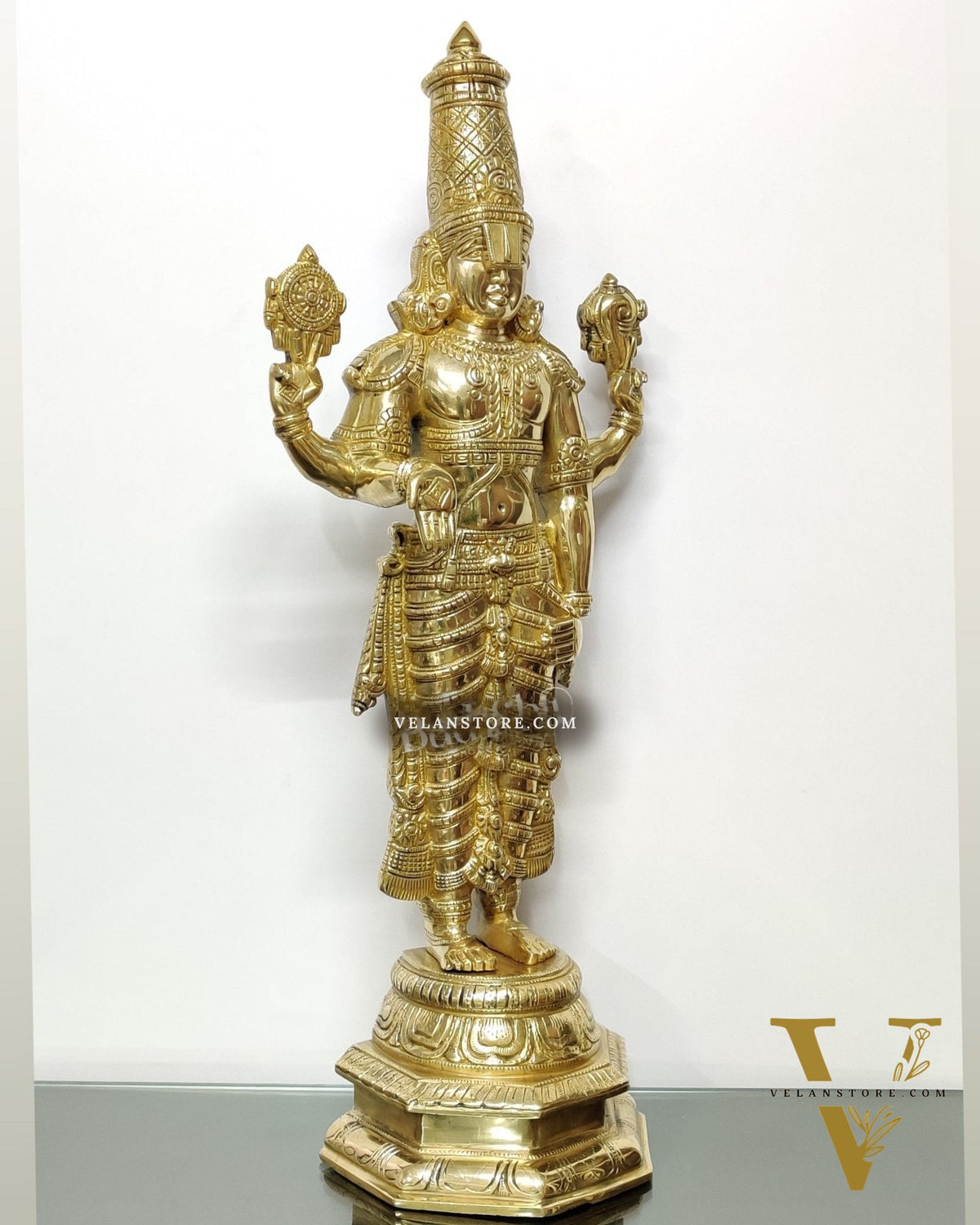 Tirupati Balaji Venkateshwar Polished Brass Statue/Idol 33 inches