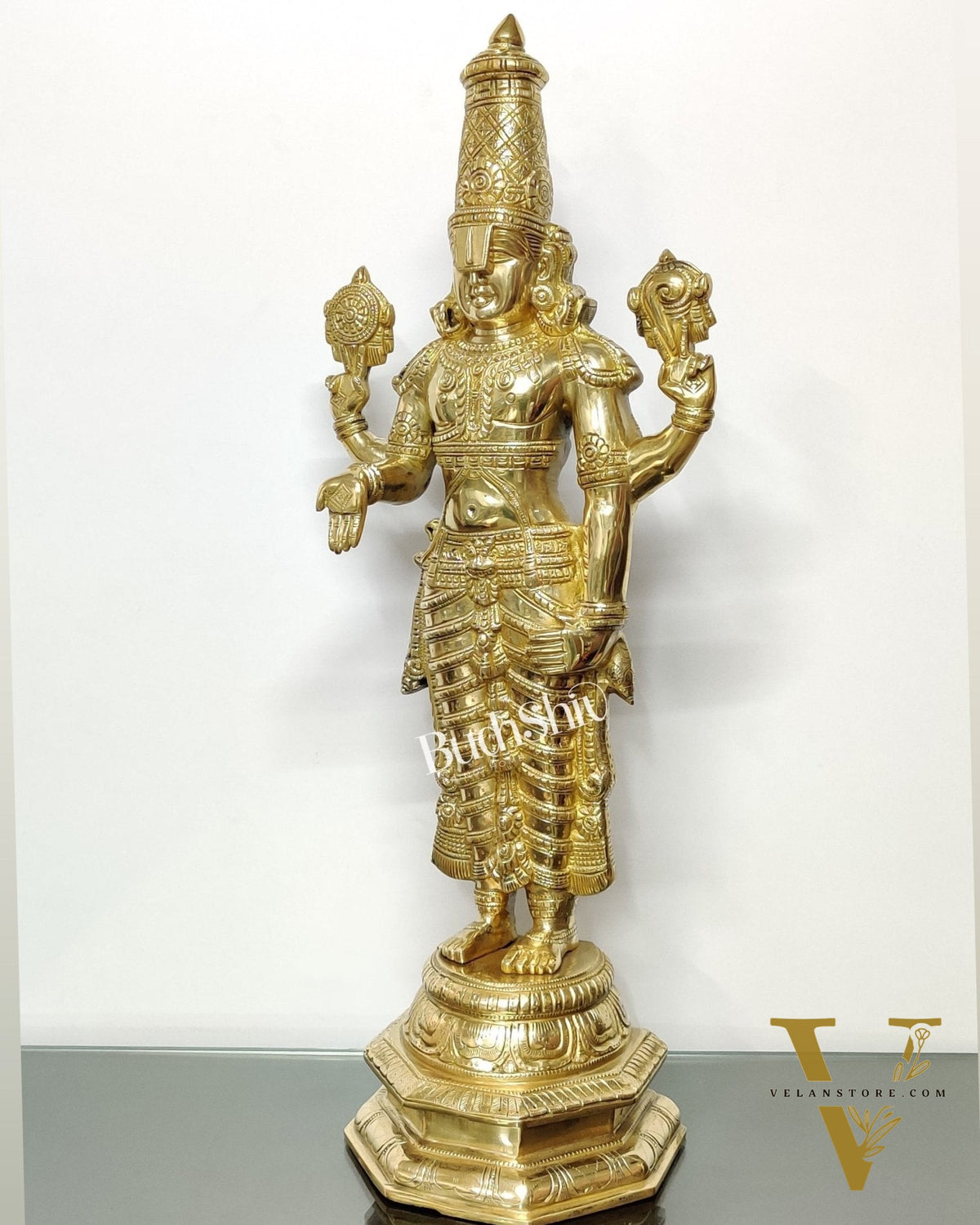 Tirupati Balaji Venkateshwar Polished Brass Statue/Idol 33 inches
