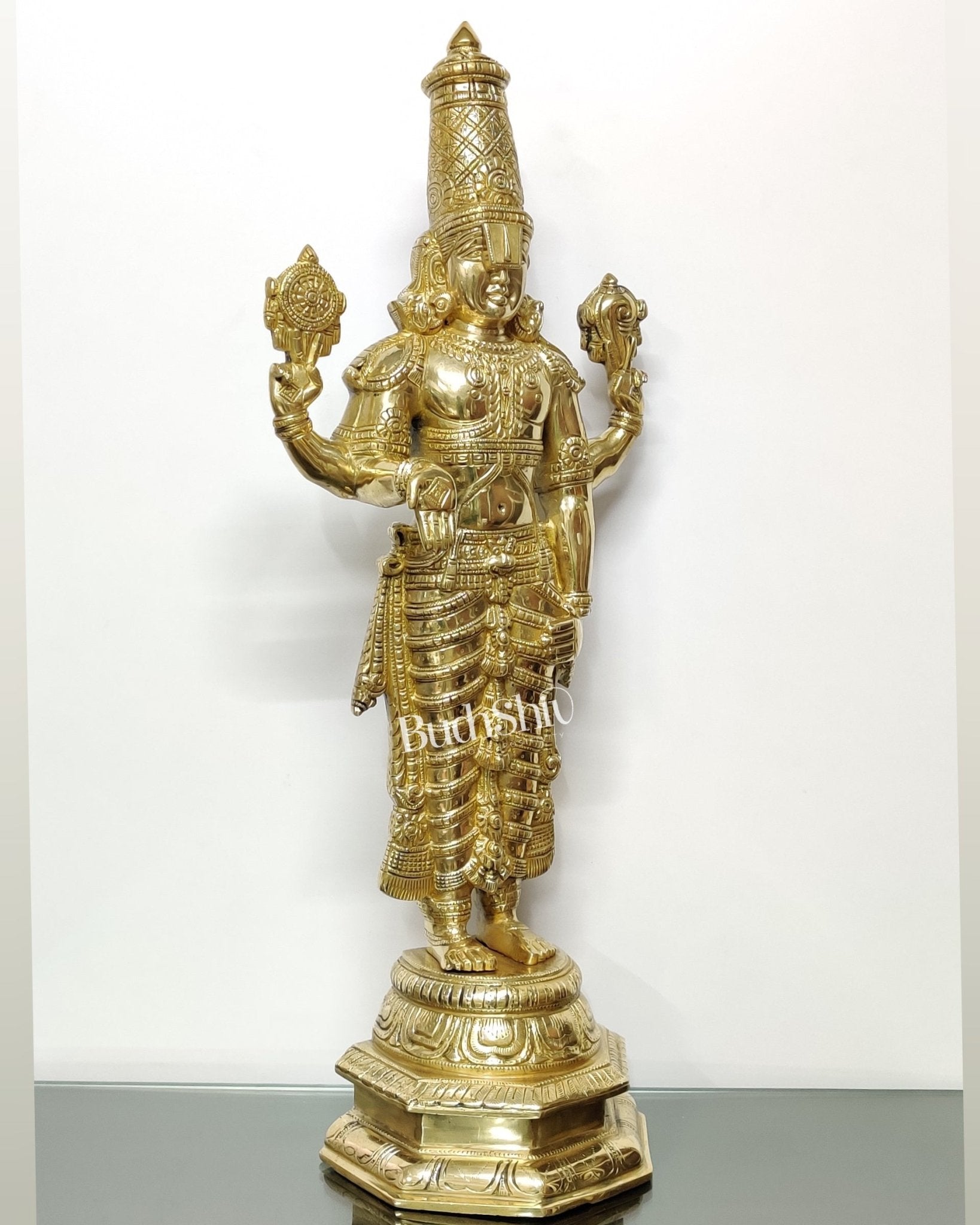 Tirupati Balaji Venkateshwar Polished Brass Statue/Idol 33 inches