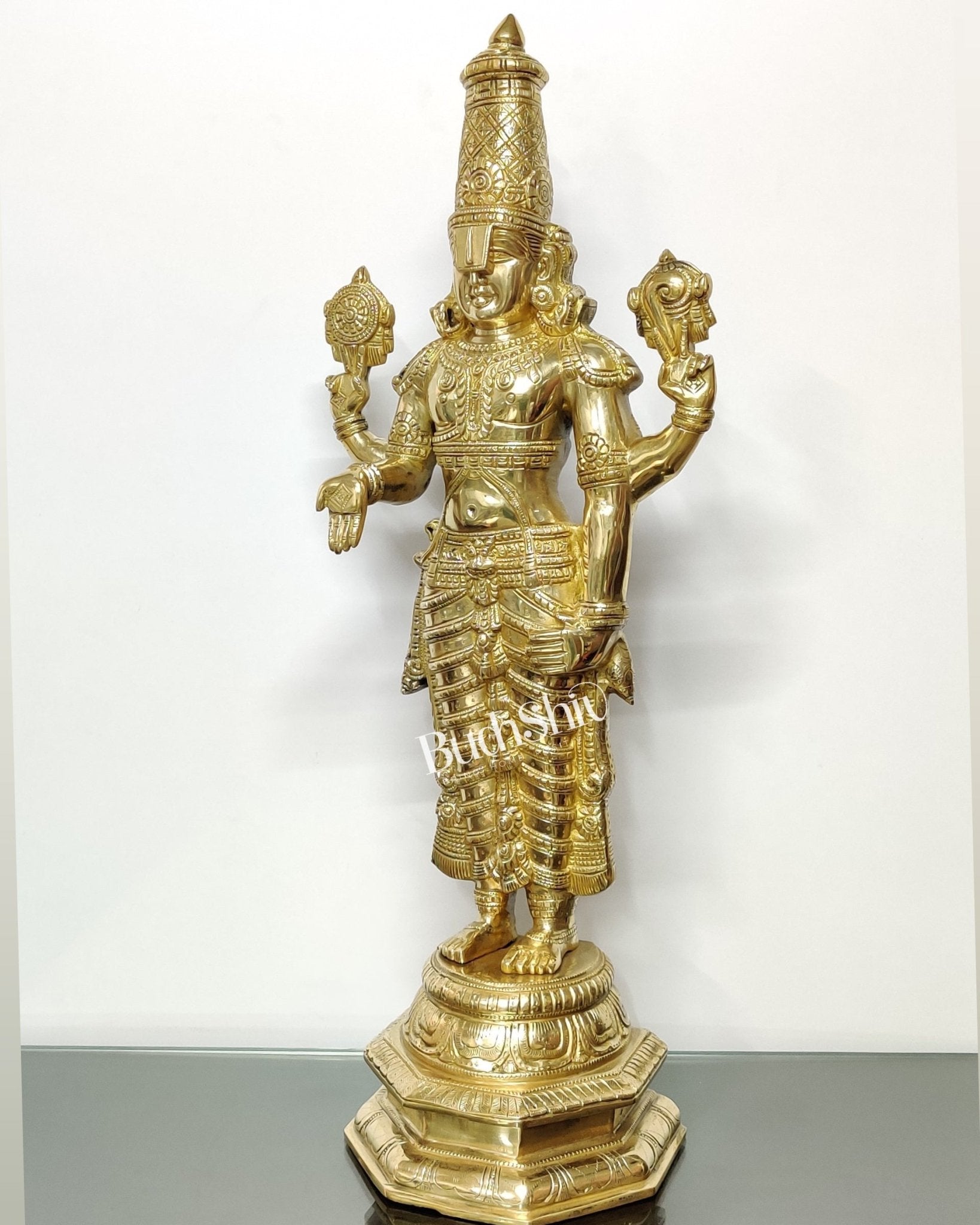Tirupati Balaji Venkateshwar Polished Brass Statue/Idol 33 inches