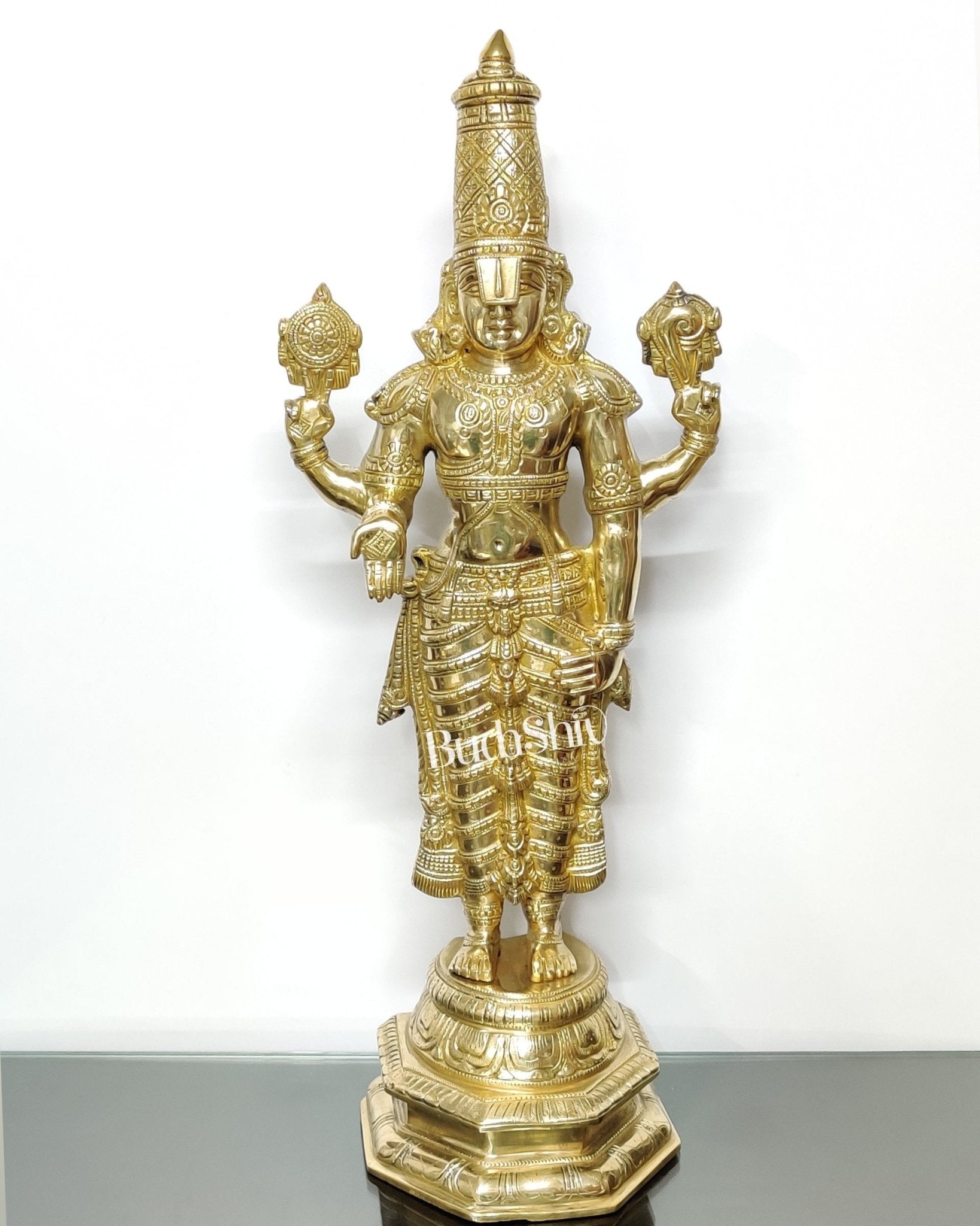 Tirupati Balaji Venkateshwar Polished Brass Statue/Idol 33 inches