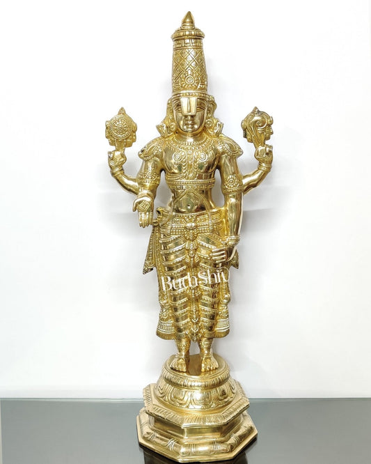 Tirupati Balaji Venkateshwar Polished Brass Statue/Idol 33 inches