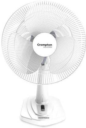 Crompton HS Torpedo with 2 Year Warranty Energy Saving 400 mm Table Fan (KD White | Pack of 1)