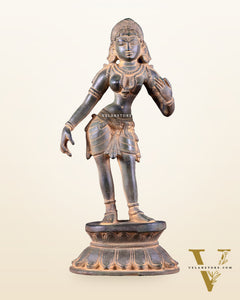 Traditional Brass Apsara Sculpture | 11 Inch sand patina