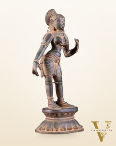Traditional Brass Apsara Sculpture | 11 Inch sand patina