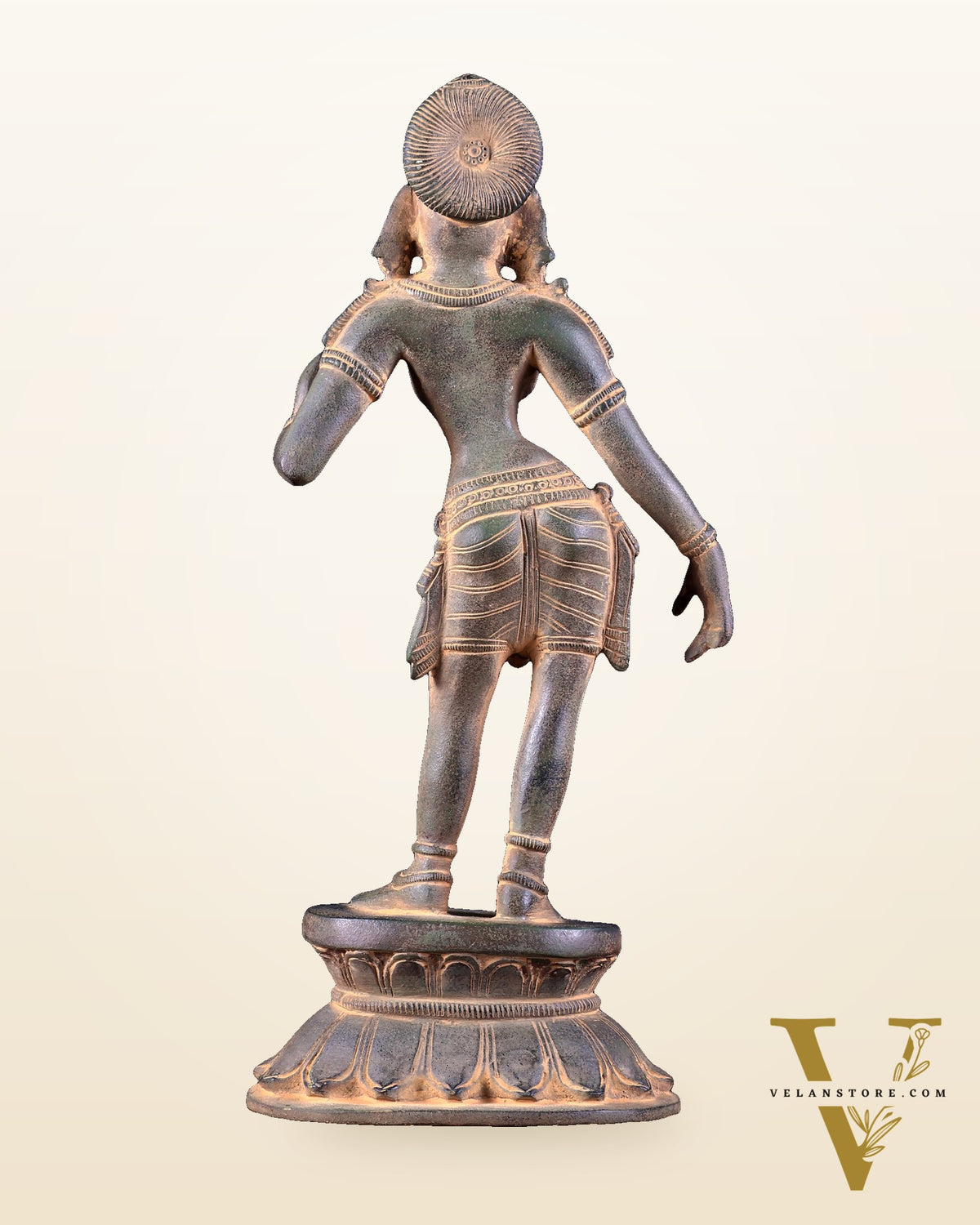 Traditional Brass Apsara Sculpture | 11 Inch sand patina