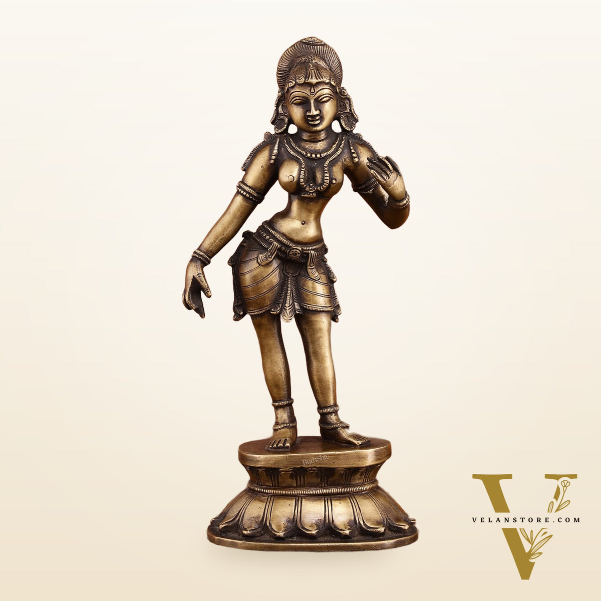 Traditional Brass Apsara Sculpture | 11 Inches | Elegant Design